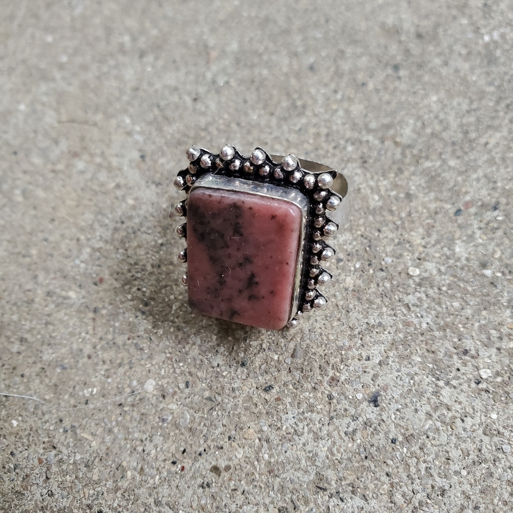 Sterling Silver Rhodonite Ring Size 7